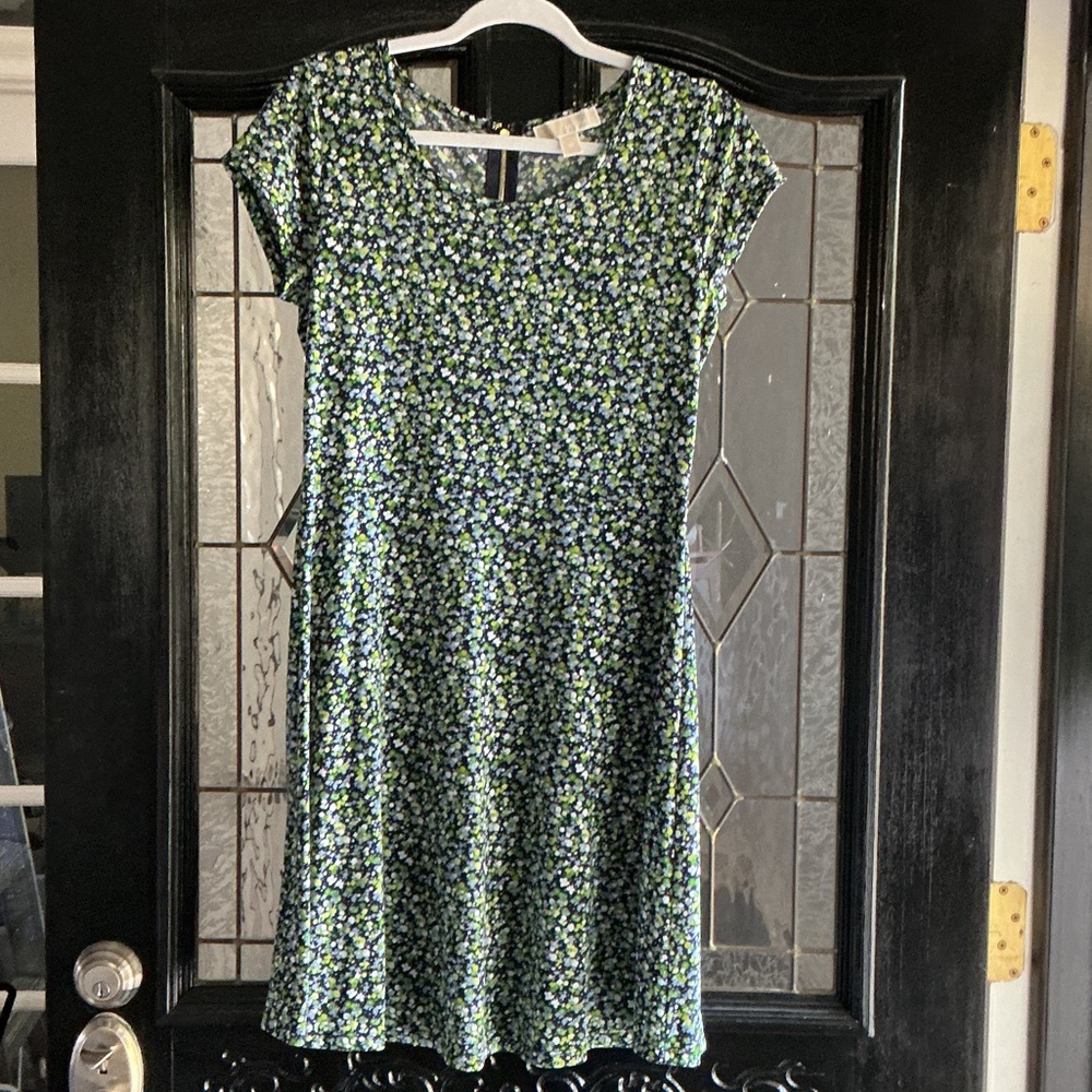 Michael Kors Navy Dress with Green Floral Print